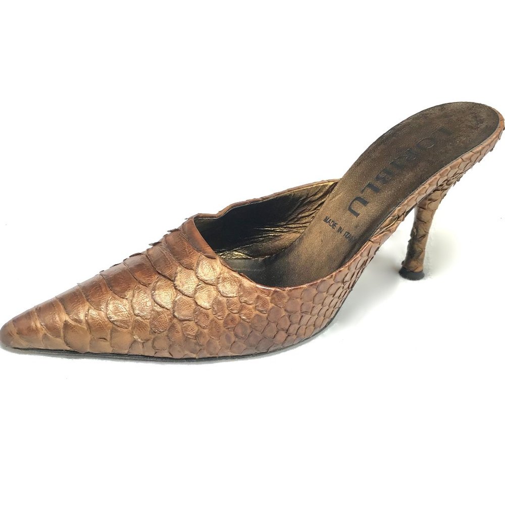 Loriblu Italian Genuine Pearlized Python Mules - image 1